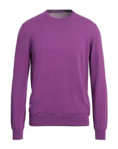 Kangra Cashmere Kangra Man Sweater Mauve Size 44 Cotton In Purple