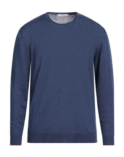 Kangra Cashmere Kangra Man Sweater Navy Size 46 Linen In Blue