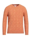 Kangra Cashmere Kangra Man Sweater Orange Size 40 Cotton, Alpaca Wool, Polyamide, Wool, Elastane In Orange