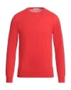 Kangra Cashmere Kangra Man Sweater Tomato Red Size 40 Cotton In Red