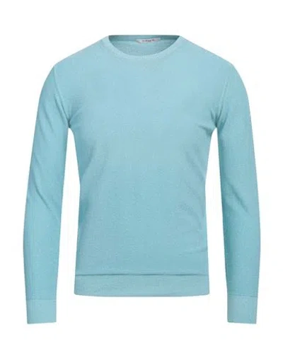 Kangra Cashmere Kangra Man Sweater Sky Blue Size 42 Cotton, Polyamide