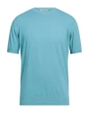 Kangra Cashmere Kangra Man Sweater Turquoise Size 42 Cotton In Blue