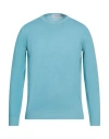 Kangra Cashmere Kangra Man Sweater Turquoise Size 44 Cotton In Blue