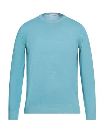 Kangra Cashmere Kangra Man Sweater Turquoise Size 44 Cotton In Blue