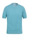 Kangra Cashmere Kangra Man Sweater Turquoise Size 46 Cotton In Blue