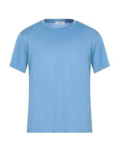Kangra Cashmere Kangra Man T-shirt Azure Size 36 Cotton In Blue