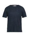 Kangra Cashmere Kangra Man T-shirt Midnight Blue Size 46 Linen In Blue