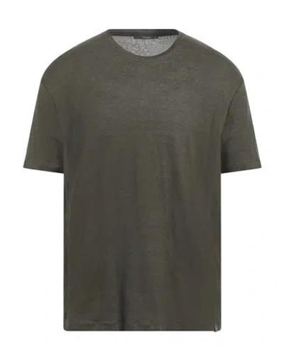 Kangra Cashmere Kangra Man T-shirt Military Green Size 46 Linen