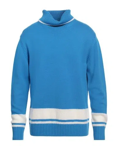 Kangra Cashmere Kangra Man Turtleneck Azure Size 42 Wool, Polyamide