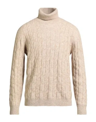 Kangra Cashmere Kangra Man Turtleneck Beige Size 42 Cotton, Alpaca Wool, Polyamide, Wool, Elastane In White