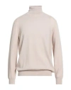 Kangra Cashmere Kangra Man Turtleneck Beige Size 46 Wool In Neutral