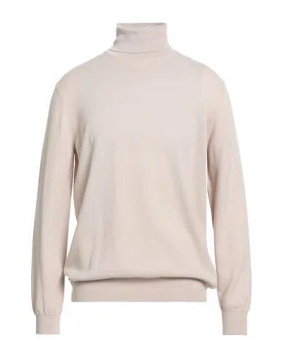 Kangra Cashmere Kangra Man Turtleneck Beige Size 46 Wool In Neutral