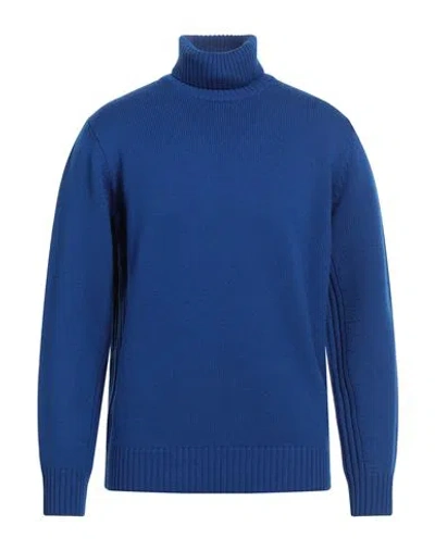 Kangra Cashmere Kangra Man Turtleneck Bright Blue Size 44 Wool