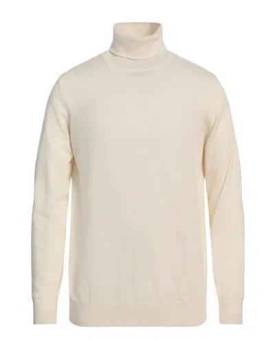 Kangra Cashmere Kangra Man Turtleneck Cream Size 44 Cashmere In White