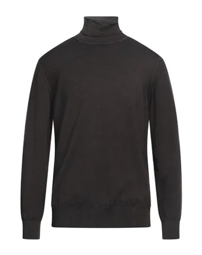Kangra Cashmere Kangra Man Turtleneck Dark Brown Size 40 Wool In Multi