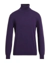 Kangra Cashmere Kangra Man Turtleneck Dark Purple Size 44 Wool