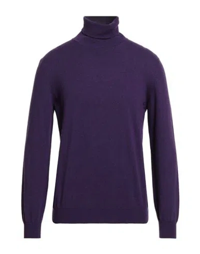 Kangra Cashmere Kangra Man Turtleneck Dark Purple Size 44 Wool