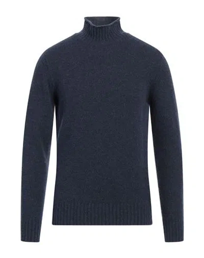 Kangra Cashmere Kangra Man Turtleneck Navy Size 38 Wool, Polyamide, Cashmere, Elastane In Blue