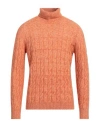 Kangra Cashmere Kangra Man Turtleneck Orange Size 42 Cotton, Alpaca Wool, Polyamide, Wool, Elastane In Multi