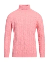 Kangra Cashmere Kangra Man Turtleneck Pink Size 40 Cotton, Alpaca Wool, Polyamide, Wool, Elastane