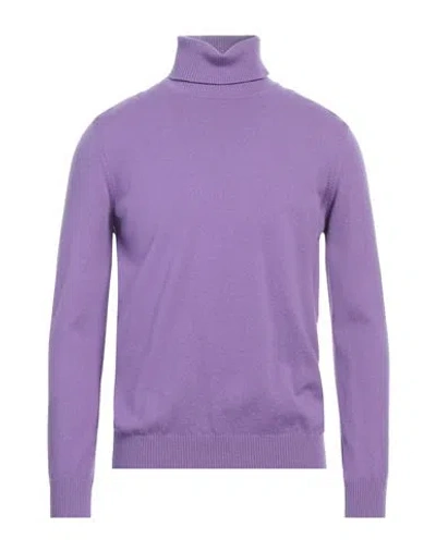 Kangra Cashmere Kangra Man Turtleneck Purple Size 40 Wool, Cashmere