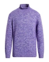 Kangra Cashmere Kangra Man Turtleneck Purple Size 42 Polyamide, Wool, Viscose, Alpaca Wool, Cashmere In Purple