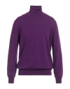 Kangra Cashmere Kangra Man Turtleneck Purple Size 44 Wool