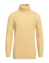 Kangra Cashmere Kangra Man Turtleneck Yellow Size 40 Cotton, Alpaca Wool, Polyamide, Wool, Elastane In Yellow