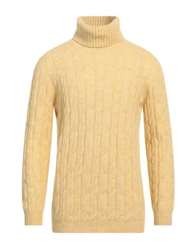 Kangra Cashmere Kangra Man Turtleneck Yellow Size 40 Cotton, Alpaca Wool, Polyamide, Wool, Elastane