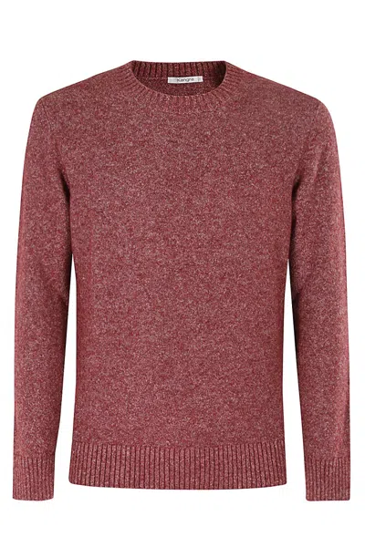 Kangra Cashmere Kangra Melange Currant Crew Neck Sweater With Ribbed Trim In Ribes