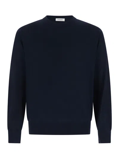 Kangra Cashmere Crew-neck Ribbed-trim Sweater In Blue