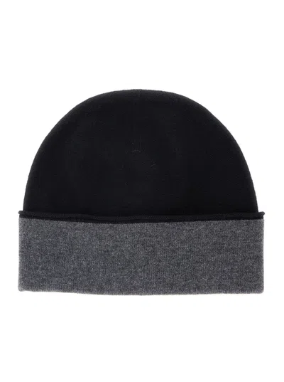 Kangra Cashmere Two-tone Cashmere Beanie Hat In Black