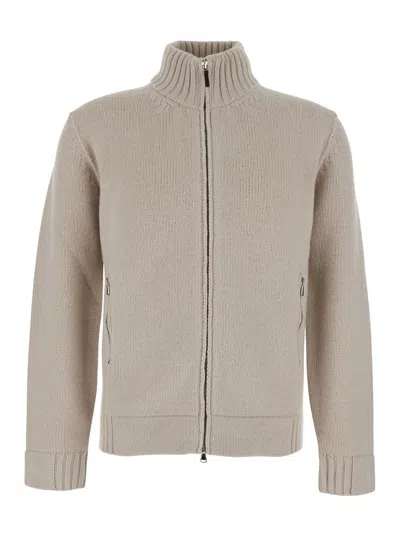 Kangra Cashmere Kangra Extra-fine Merino Wool Zip Cardigan In White