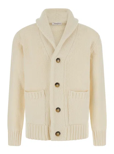 Kangra Cashmere Shawl-collar Cardigan In Nude