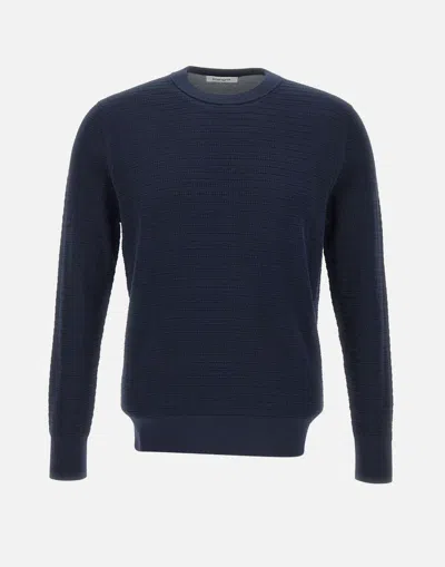 Kangra Cashmere Kangra Navy Cotton Jersey Sweater