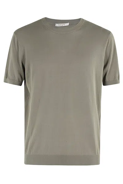 Kangra Cashmere Kangra Olive Green Stretch Cotton Crew Neck T-shirt In Oliva