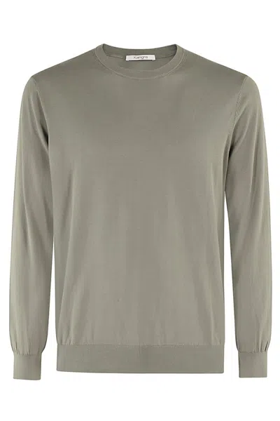 Kangra Cashmere Kangra Olive Green Stretch Cotton Knit Sweater