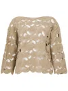 Kangra Cashmere Kangra Open-knit Beige Jacket With Scalloped Edges