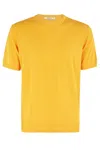 Kangra Cashmere Kangra Pumpkin Color Shaved Cotton Knit T-shirt In Yellow
