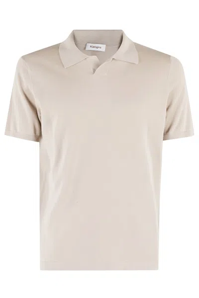 Kangra Cashmere Kangra Regular Fit Cream Polo With Collared Neckline In Beige
