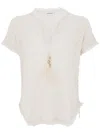 Kangra Cashmere Ecru Cotton Blend Short-sleeved Sweater