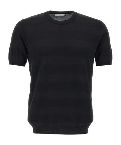 Kangra Cashmere Striped Short-sleeve T-shirt In Black
