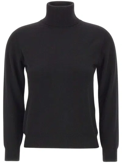 Kangra Cashmere Kangra Ribbed Turtleneck Knitted Sweater In Black