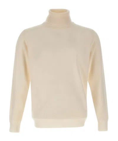 Kangra Cashmere Kangra Ribbed Turtleneck Knitted Sweater In Neutral