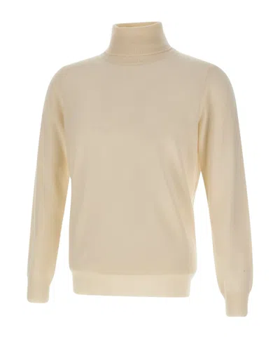 Kangra Cashmere Kangra Ribbed Turtleneck Knitted Sweater In Neutral