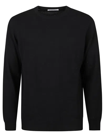 Kangra Cashmere Kangra Round Neck Fine Wool Sweater In Black