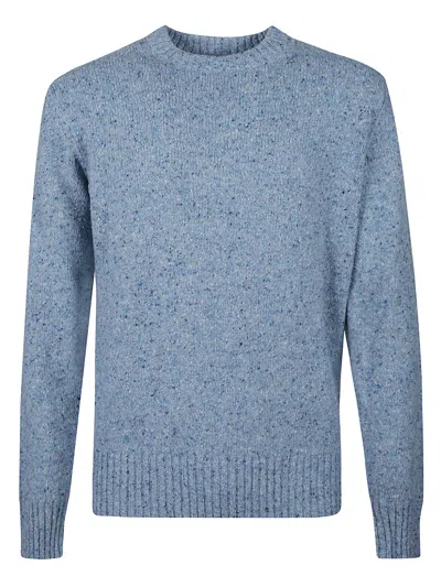 Kangra Cashmere Kangra Round Neck Fine Wool Sweater In Blue