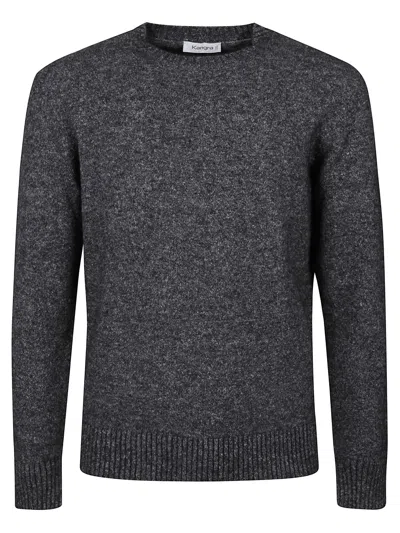 Kangra Cashmere Kangra Round Neck Fine Wool Sweather In Gray