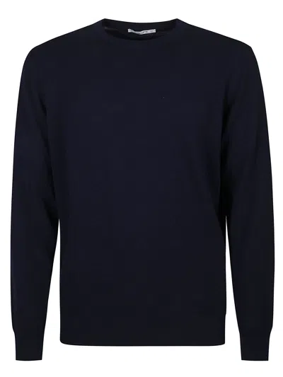 Kangra Cashmere Kangra Round Neck Fine Wool Sweather In Black
