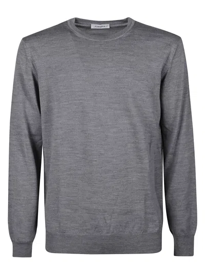 Kangra Cashmere Kangra Round Neck Fine Wool Sweather In Gray